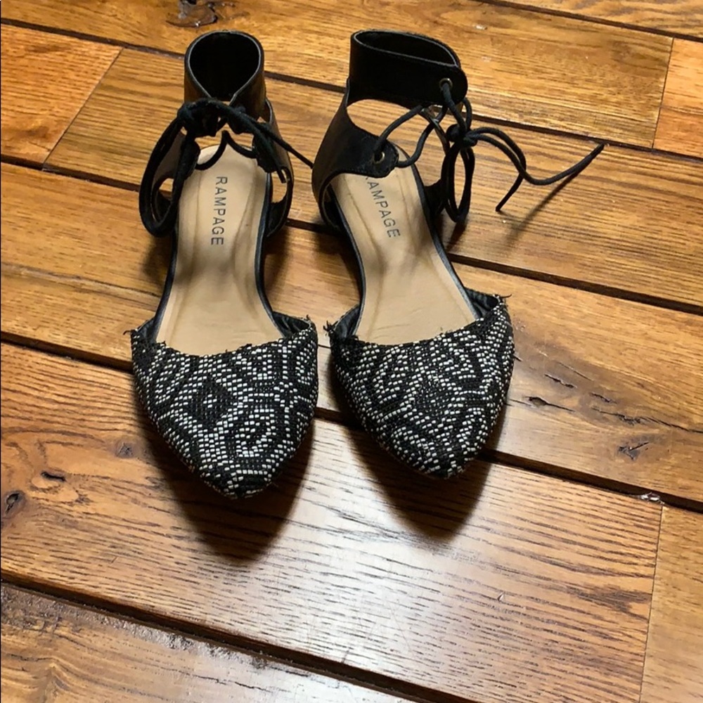 Black and white pattern flats
